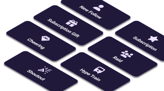 Add Alerts for every Twitch Event like Follows, Subs, Cheers, Raids & more